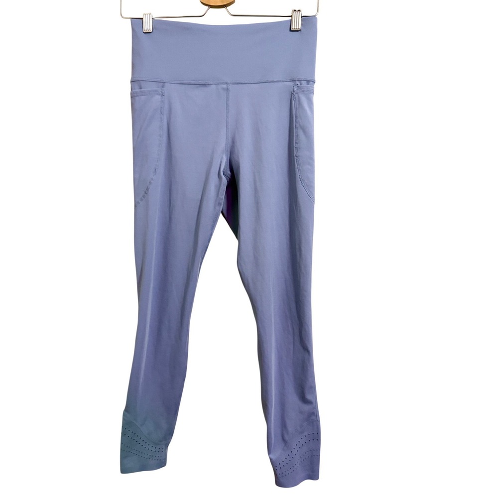 JoyLab Women Light Blue Athletic Leggings Cropped Perforated Detail Pockets SZ M